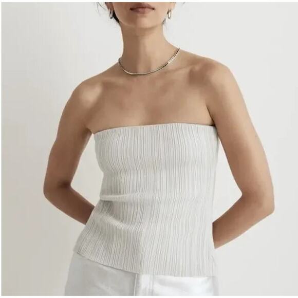 Madewell Tops - MADEWELL x AIMEE SONG Ribbed Shimmer Tube Top Vapor Gray Glitter Stretch XS